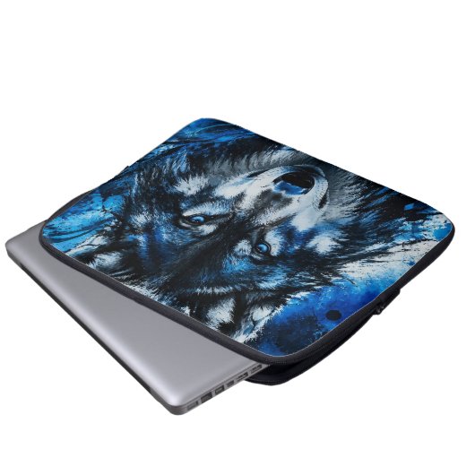 Wolfskopf Laptopschutzhülle (Vorne Knopf)