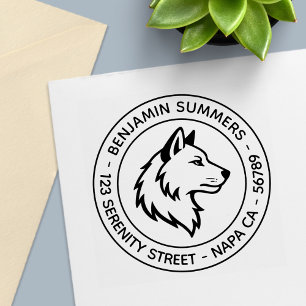 Wolfskopf-Profil-Runde Adresse Permastempel