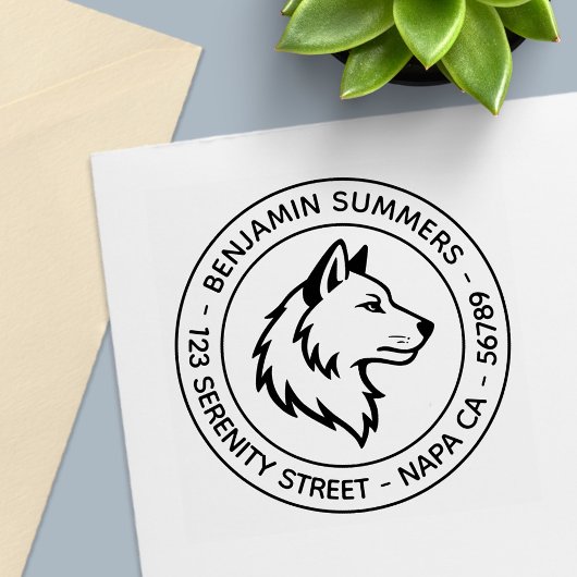 Wolfskopf-Profil-Runde Adresse Permastempel