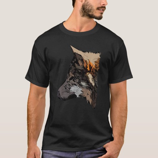 Wolfskopf-Raubtier-Abdruck mit Wildtier T-Shirt (Vorderseite)