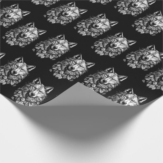 Wolfskopf verlasse Tierkunst zeichnend Geschenkpapier (Ecke)