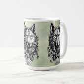 Wolfskopf verlasse Tierkunst zeichnend Kaffeetasse (VorderseiteRechts)
