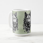 Wolfskopf verlasse Tierkunst zeichnend Kaffeetasse (Vorderseite Links)