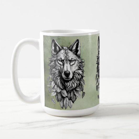 Wolfskopf verlasse Tierkunst zeichnend Kaffeetasse (Links)