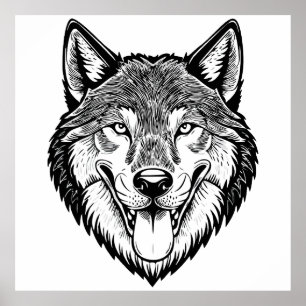 Wolfskopf von vorne poster