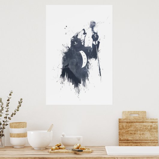 Wolfslied (blau) poster (Küche)