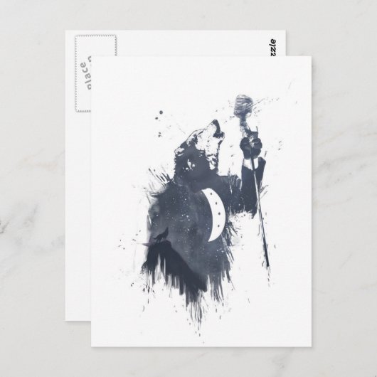 Wolfslied (blau) postkarte (Vorne/Hinten)