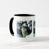 Wolfsmuster in Winterkiefern Tasse (Vorderseite Links)
