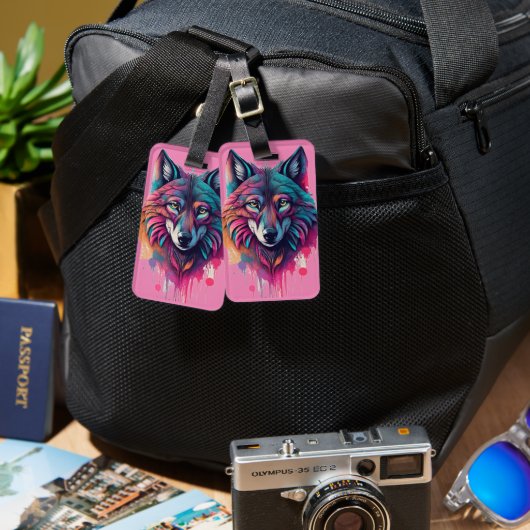 Wolfsportrait Gepäckanhänger (Vorderseite & Rückseite)