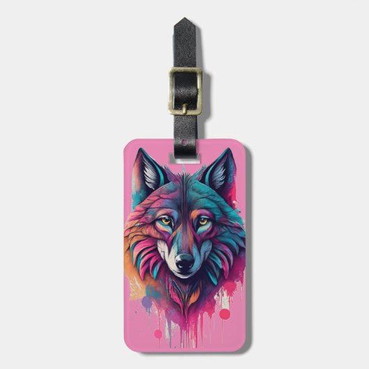 Wolfsportrait Gepäckanhänger (Vorderseite vertikal)