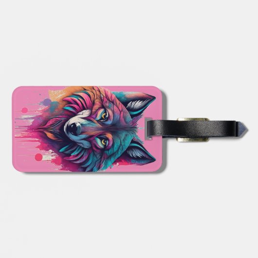 Wolfsportrait Gepäckanhänger (Rückseite horizontal)