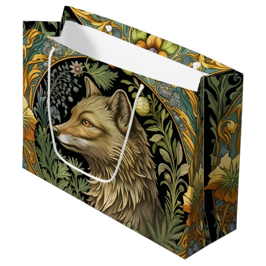 Wolfsprofil im Vintagen Stil Große Geschenktüte (Vorderseite Schrägansicht)