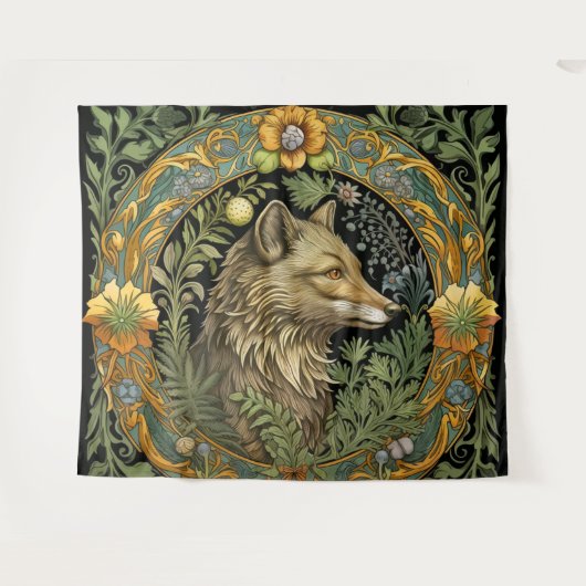 Wolfsprofil im Vintagen Stil Wandteppich (Vorderseite (Horizontal))