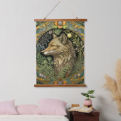 Wolfsprofil im Vintagen Stil Wandteppich Mit Holzrahmen (Schlafzimmer)