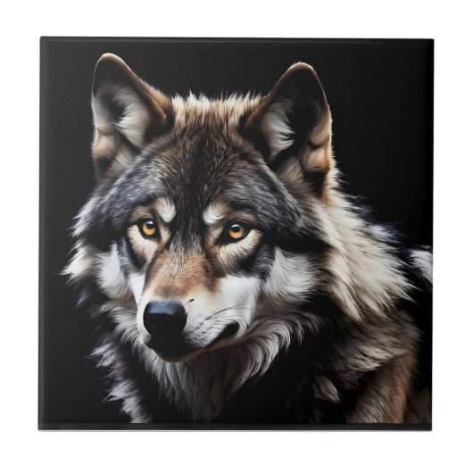Wolfsprotrait Fliese (Vorderseite)