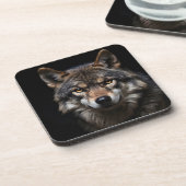 Wolfsprotrait Getränkeuntersetzer (Linke Seite)