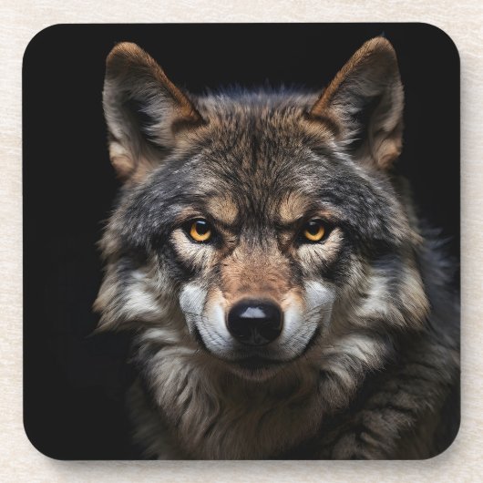 Wolfsprotrait Getränkeuntersetzer (Vorderseite)