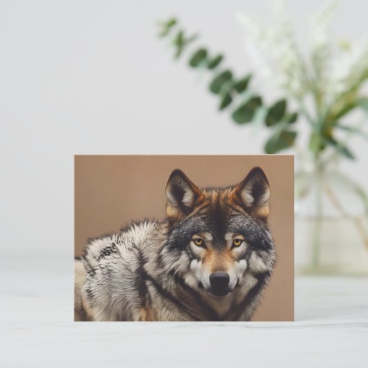 Wolfsprotrait Postkarte (Stehend Vorderseite)
