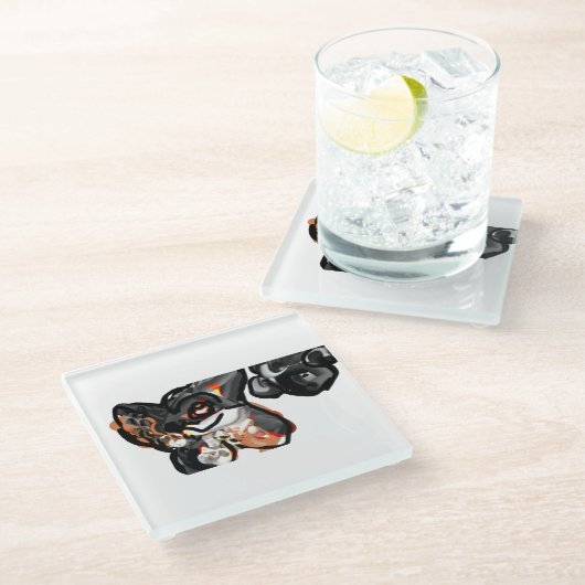 Wolfspucke Glasuntersetzer (Schrägansicht)