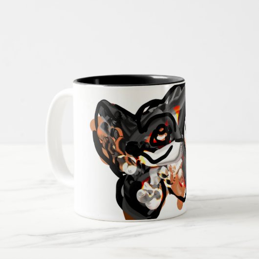 Wolfspucke Zweifarbige Tasse (Vorderseite Links)