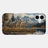 Wolfsrudel am See iPhone Hülle (Rückseite (Horizontal))