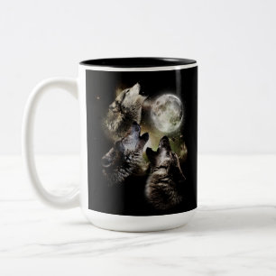 Wolfsrudel Heulen Vollmond Zweifarbige Tasse