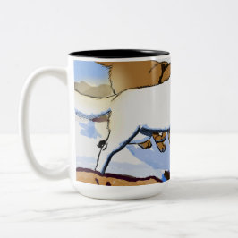 Wolfsrudel läuft im schönen Schnee Zweifarbige Tasse