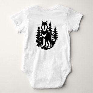 Wolfssilhouette im Wald Baby Strampler