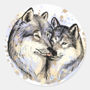 Wolfsticker Runder Aufkleber