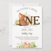 Wolfswälder fallen erste Geburtstagsvorlage Einladung (Vorderseite)