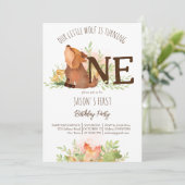 Wolfswälder fallen erste Geburtstagsvorlage Einladung (Stehend Vorderseite)