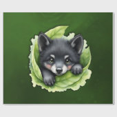 Wolfswelpe im Grünen: Geschenkpapier (Flach)
