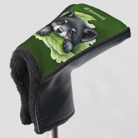 Wolfswelpe im Grünen: Golf Headcover (3/4 Vorderseite)