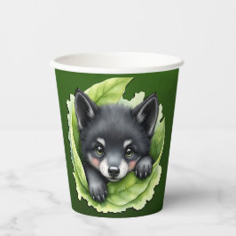 Wolfswelpe im Grünen: Pappbecher