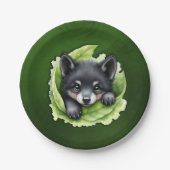 Wolfswelpe im Grünen: Pappteller (Vorderseite)