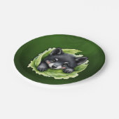Wolfswelpe im Grünen: Pappteller (Schrägansicht)