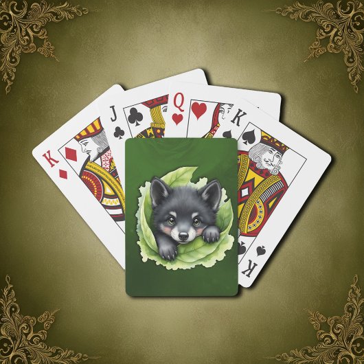 Wolfswelpe im Grünen: Spielkarten