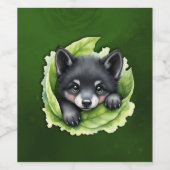 Wolfswelpe im Grünen: Weinetikett (Einzelnes Label)