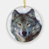 Wolftiertotem Keramik Ornament (Vorne)