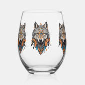 WolfYellowstone Nationalpark Wolf Mountains Weinglas Ohne Stiel (Vorderseite)