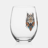 WolfYellowstone Nationalpark Wolf Mountains Weinglas Ohne Stiel (Rechts)