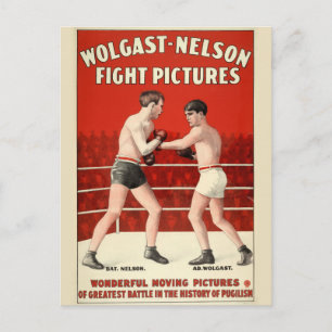 Wolgast-Nelson Fight Pictures - Restauriertes Plak Postkarte