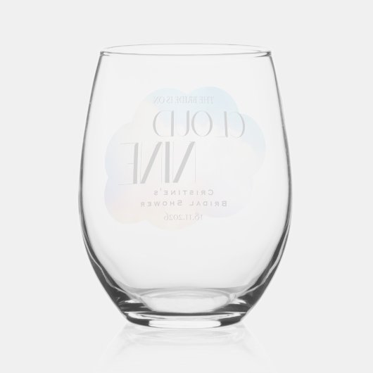 Wolke 9 farbiges Brautparty Weinglas Ohne Stiel (Rückseite)