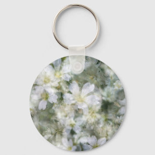 Wolke der weißen Blume Schlüsselanhänger