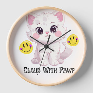 "Wolke mit Pfoten Süße Fluffige Katze Wanduhr" Uhr