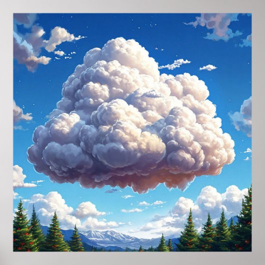 Wolke über Landschaftliche Berglandschaft Poster (Vorne)