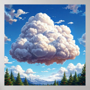 Wolke über landschaftlicher Berglandschaft Poster