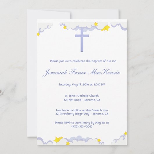 Wolke und Sterne Taufe Einladung (Vorderseite)