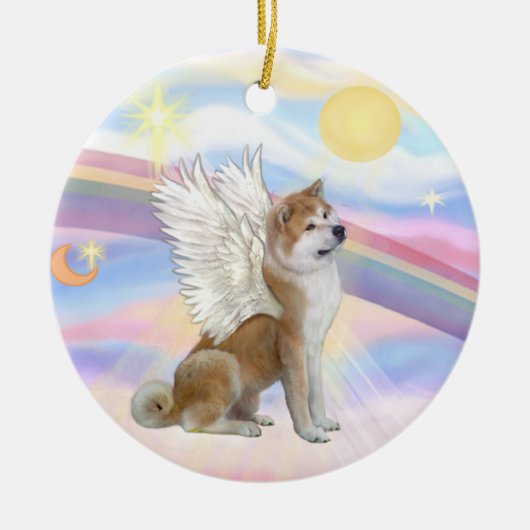 Wolken - Akita Inu Angel Keramikornament (Vorne)