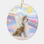 Wolken - Akita Inu Angel Keramikornament (Links)